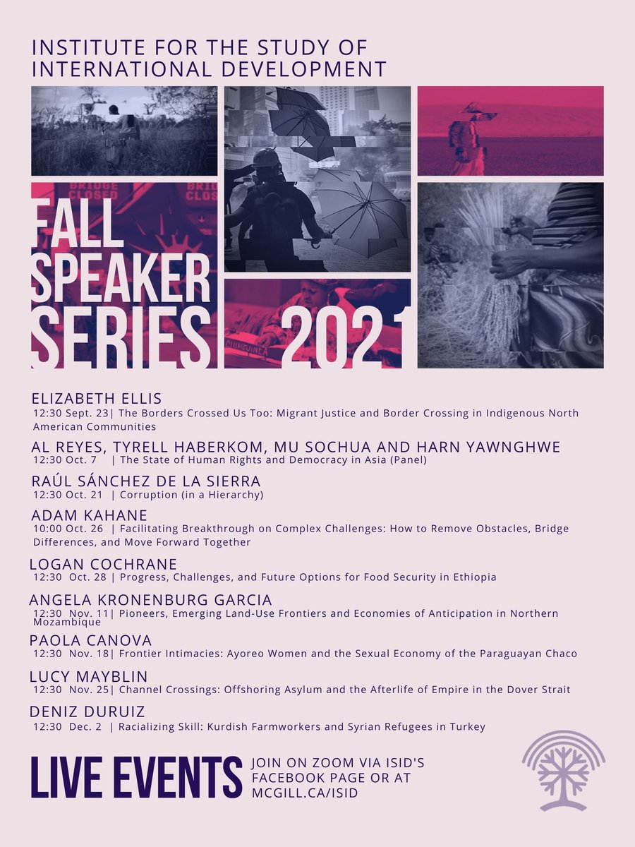 The ISID Speaker Series is back for the Fall 2021 semester! Talks from a diverse slate of presenters will be hosted live each week on Zoom and via ISID’s Facebook page. Learn more about upcoming events here: bit.ly/3BSygnd