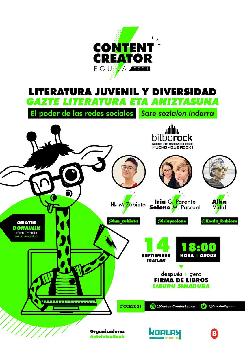 hm_zubieta's tweet image. ⚡¡BILBAO!⚡ 

¡El martes 14 nos vemos en el Festival @CreatorEguna!

Hablaremos sobre literatura juvenil y diversidad junto a @Koala_Rabioso, y después estaremos firmando ejemplares de nuestras novelas @iriayselene y yo 📚

¡Qué ganas de evento!

#CCE2021