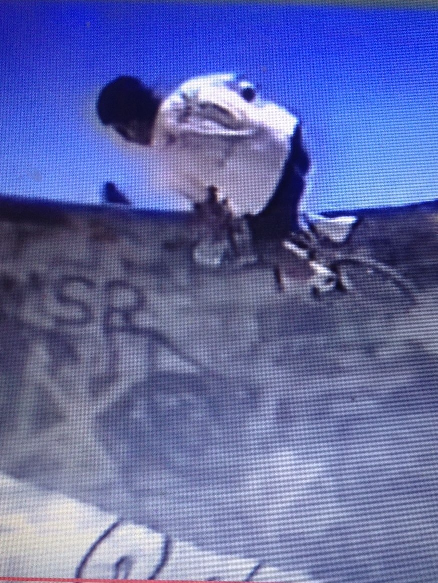 Cool to hear a new generation of riders is riding The Nude Bowl, a desert treasure for BMXers and skaters for 35+ years now.  Me carving tile there, 1990.  #nudebowl, #BMX