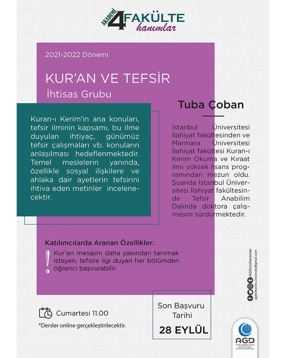 agdkadiniuc's tweet photo. 📣 2021-2022 Akademi 4 Fakülte İhtisas Grupları ön kayıtları başladı❗ 
Başvuru için➡️ https://t.co/H9iHinDcyt https://t.co/hQbGy2pNFZ