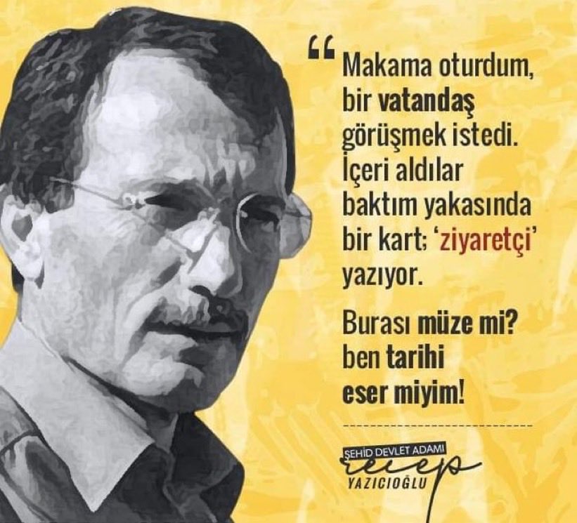 Mühendislik dönemlerimizde bir Vali ile karşılaşma ihtimali çok düşük olan köylerde mezralarda çok karşılaştık Sayın Valimle. ‘Gidemediğin yeri yönetemezsin’ derdi. Allah rahmet eylesin. Mekanı cennet olsun inşallah #recepYazıcıoğlu
