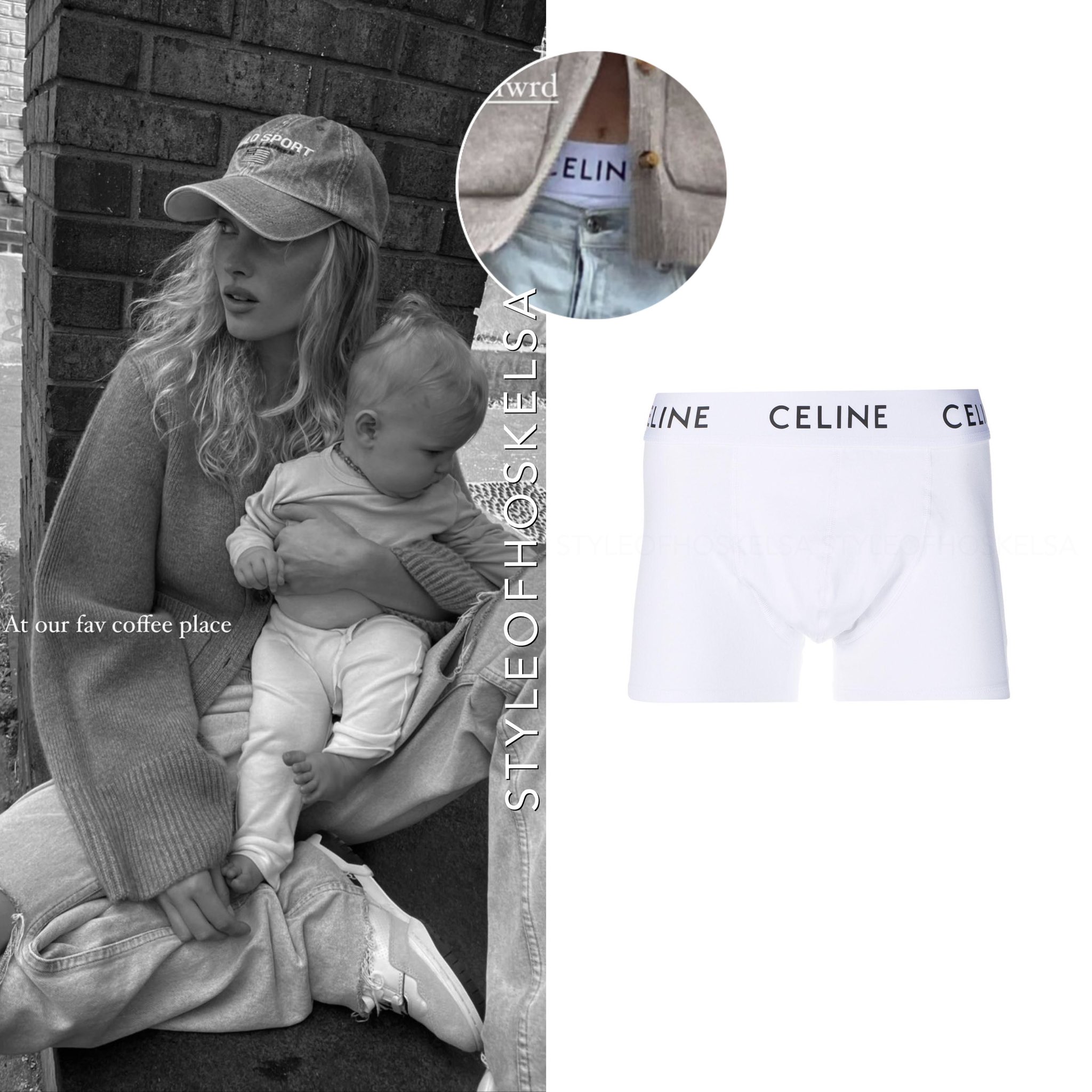 Elsa Hosk Closet on X: Elsa Hosk on instagram wearing #Khaite Scarlet  Cardigan ($1,580), #HeavyManners Mini Cotton Top - White ($75), #Celine  Stretch-Cotton Boxer Briefs - White ($105), @revolve x #Grlfrnd Bella