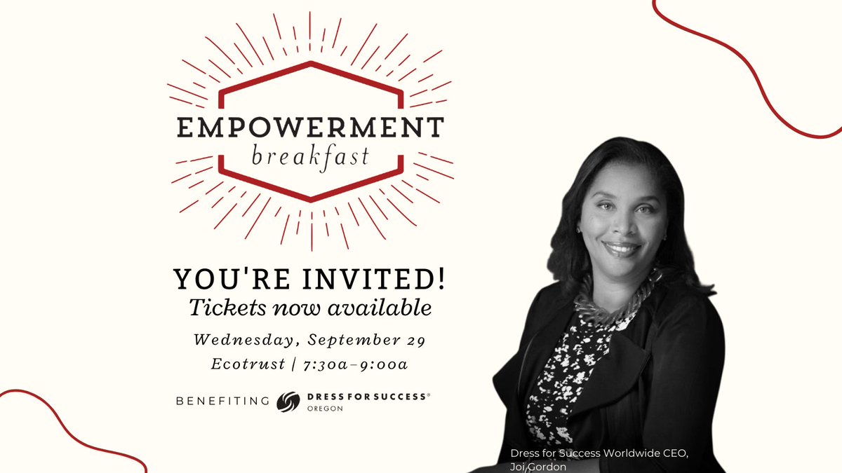 DFSOregon's tweet image. The Empowerment Breakfast is back &amp;amp; individual tickets are on sale! Join us 9/29 for breakfast &amp;amp; conversation with Dress for Success CEO Joi Gordon, as well as DFSO clients &amp;amp; local business leaders. Purchase tickets: tinyurl.com/empowerment21