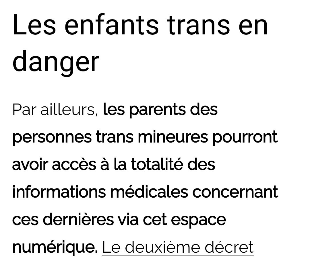 Le service Mon espace santé qui sera lancé en janvier 2022 met les enfants trans en danger