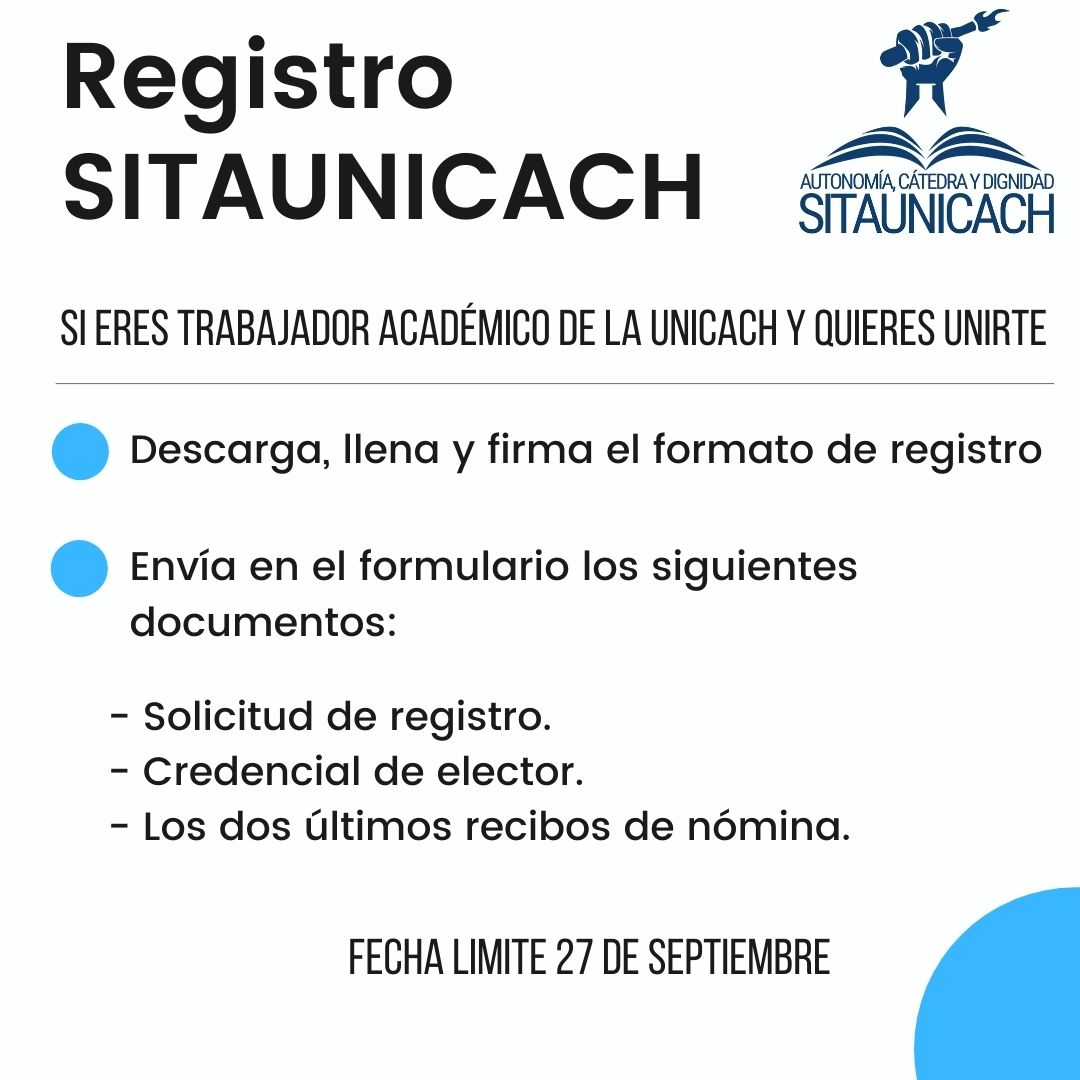 A T E N C I Ó N

Invitación a todas y todos nuestros compañeros del personal académico de la Universidad de Ciencias y Artes de Chiapas.

Link de formulario para el envío:
forms.gle/A4ypCBtAf618de…

Descarga la solicitud:
drive.google.com/file/d/1Ib78gB…