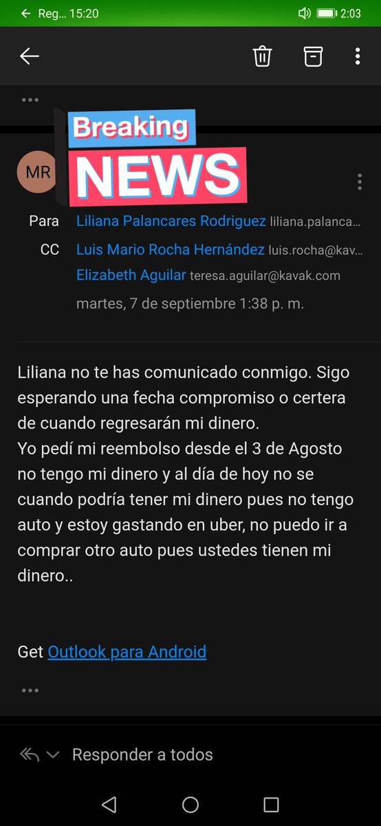Rebollar_MRC's tweet photo. @kavakmx ladrones y pésimo servicio al cliente. Pedí mi reembolso el 3 de Agosto al día de hoy no tengo mi dinero y nadie me da fecha de mi reembolso. No confien, primero te atienden bien y después te roban y no responden. No hay oficinas, nadie da la cara https://t.co/AKqfVkK5C0