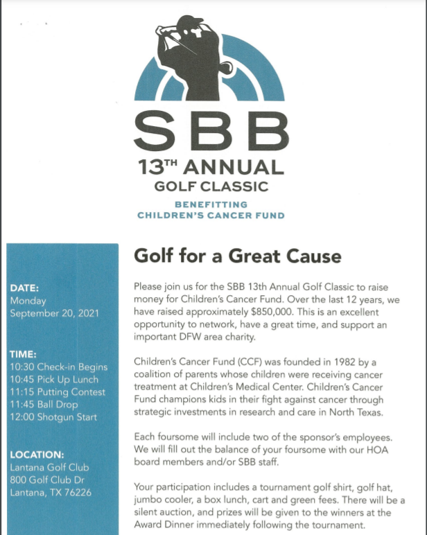sbbmgmt's tweet photo. SBB will be hosting our 13th Annual Golf Classic on September 20th at the Lantana Golf Club.
We are still accepting sponsorships for the Grand, Oasis, DFW, Major and Tee levels.
Please contact Fred Shapiro at
f.shapiro@sbbmanagement.com if you are interested in sponsoring! #hoa https://t.co/WxGsN5uXBE