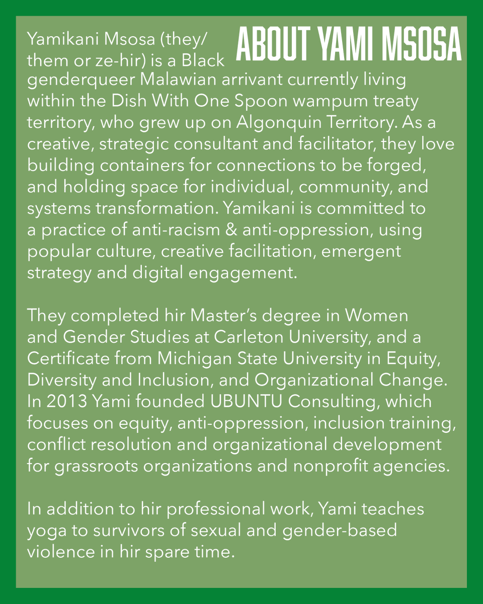 We are excited to highlight Yamikani Msosa, who is hosting a workshop next Friday, September 17th at 3pm to support BIPOC communities to heal shame through embodiment!
