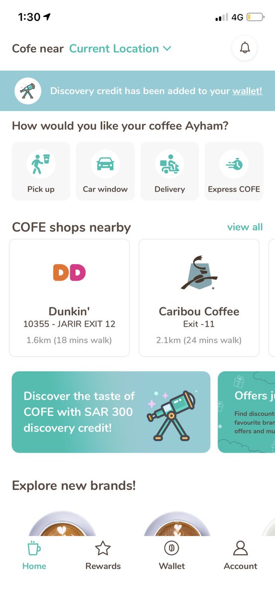 Codefree966's tweet image. عشاق القهوه حملو تطبيق كوفى COFE 
راح يعطيكم ٣٠٠ ريال رصيد بدون كود خصم بدون شي في المحفظه وفي كل مره تشتري كفي يخصم من المبلغ 10 ريال  
#cofe