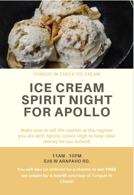 Apollo_JH's tweet photo. 🍨Spirit night TONIGHT at Tongue in Cheek!! Come out to get some ice cream while supporting your Apollo Panthers!! #RISDgreatness #RISDpoweroflove #apollogearup https://t.co/sK0X1r0SN3