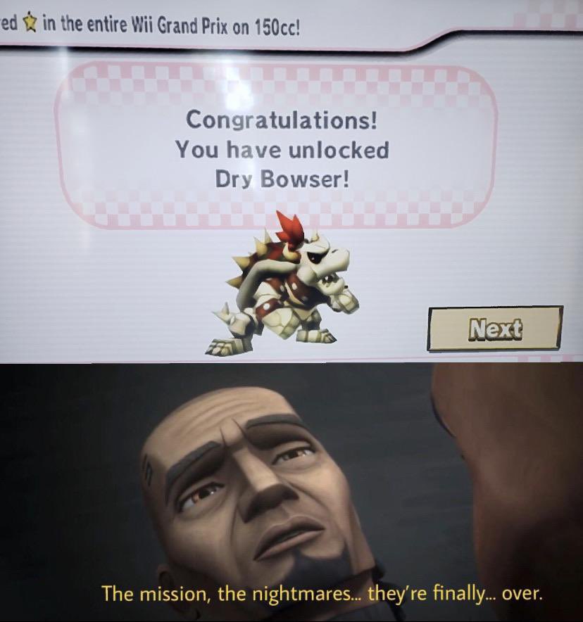 Fire Mario 64 Ø¹Ù„Ù‰ ØªÙˆÙŠØªØ± Me When I Unlocked Dry Bowser In Mario Kart Wii