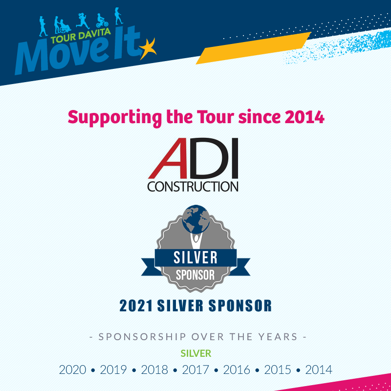 MIWP2023's tweet photo. For the past six years, ADI Construction has participated in Tour DaVita as a Silver-level sponsor supporting Bridge of Life’s (BOL) efforts to strengthen healthcare globally. Thank you for your dedication to the people served through BOL! https://t.co/KGmE4yC2RB