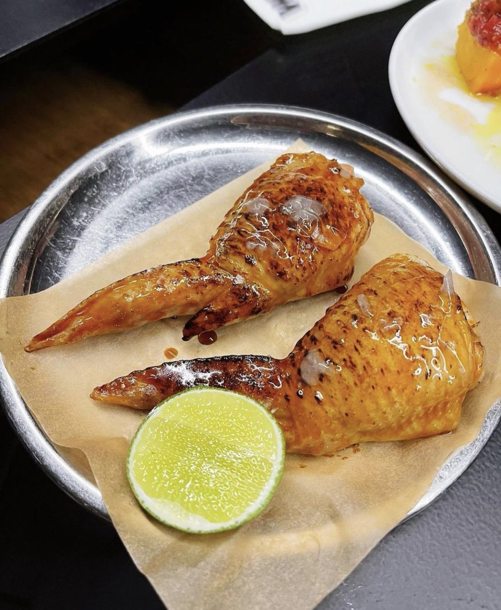 Grilled chicken wings, stuffed with sausage &amp; mushrooms.