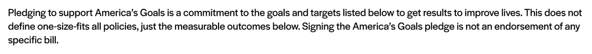 The pledge included this disclaimer, according to the Future Now group. The specific policy proposals were/are listed at the organization's sister site.