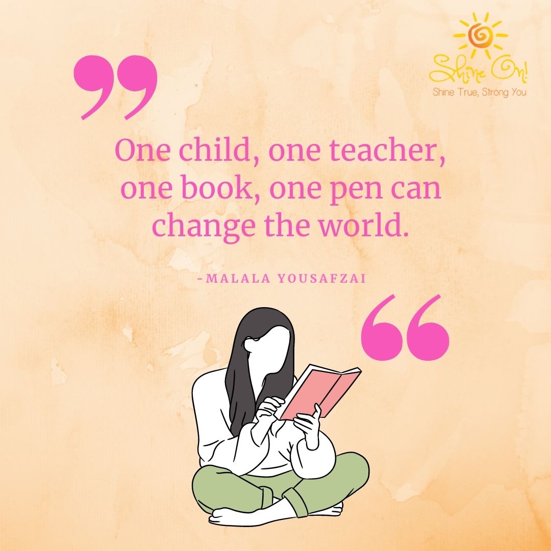 Today is #InternationalLiteracyDay! We’re celebrating all the educators, parents and organizations continuing to bring love for reading to all children!

Following Malala’s example, Shine On! strives to push all women and girls to be curious and pursue their dreams!