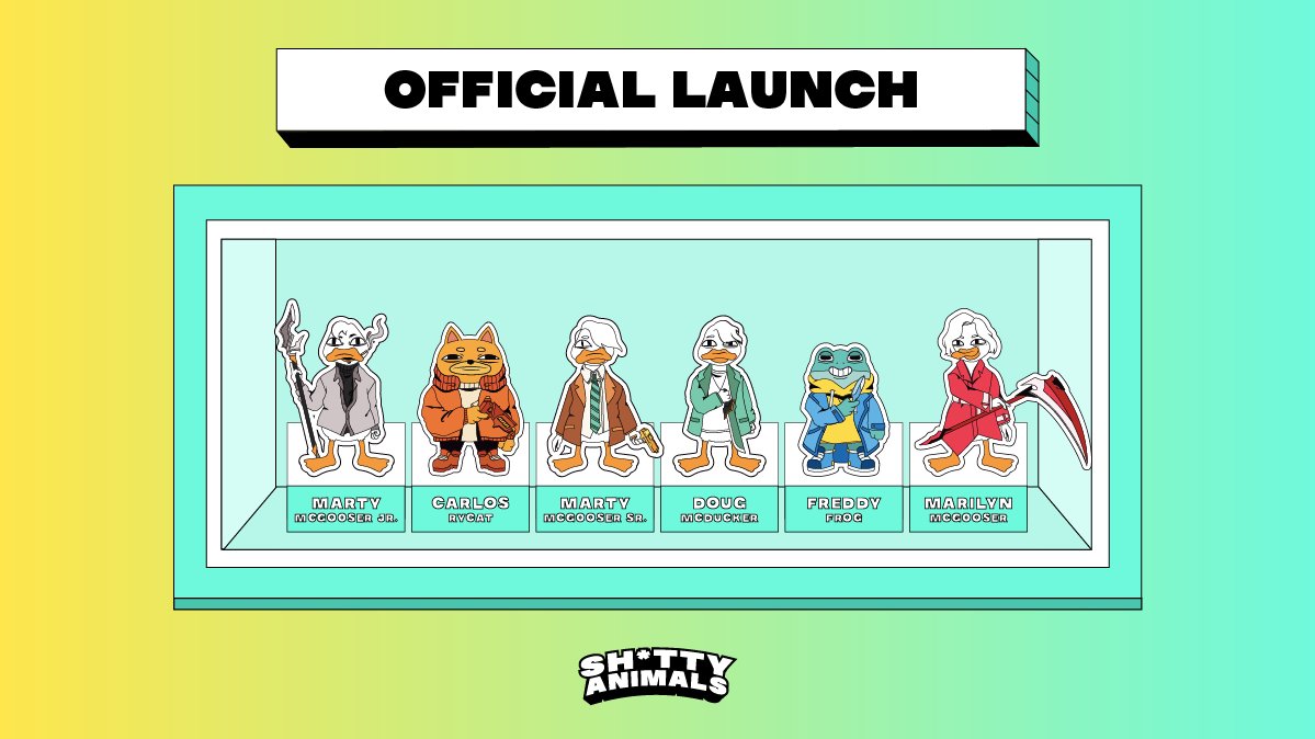 Shitty_Animals's tweet photo. 🔥#ShittyAnimals is NOW LAUNCHED on https://t.co/Uzb9U9rt8n 🔥 This is JUST the beginning.. 🤫

#NFTCommunity #NFTGiveaway #NFTshill #NFTdrop #NFTLAUNCH #NFTcollector #NFTs https://t.co/nFfmv2Ax7C