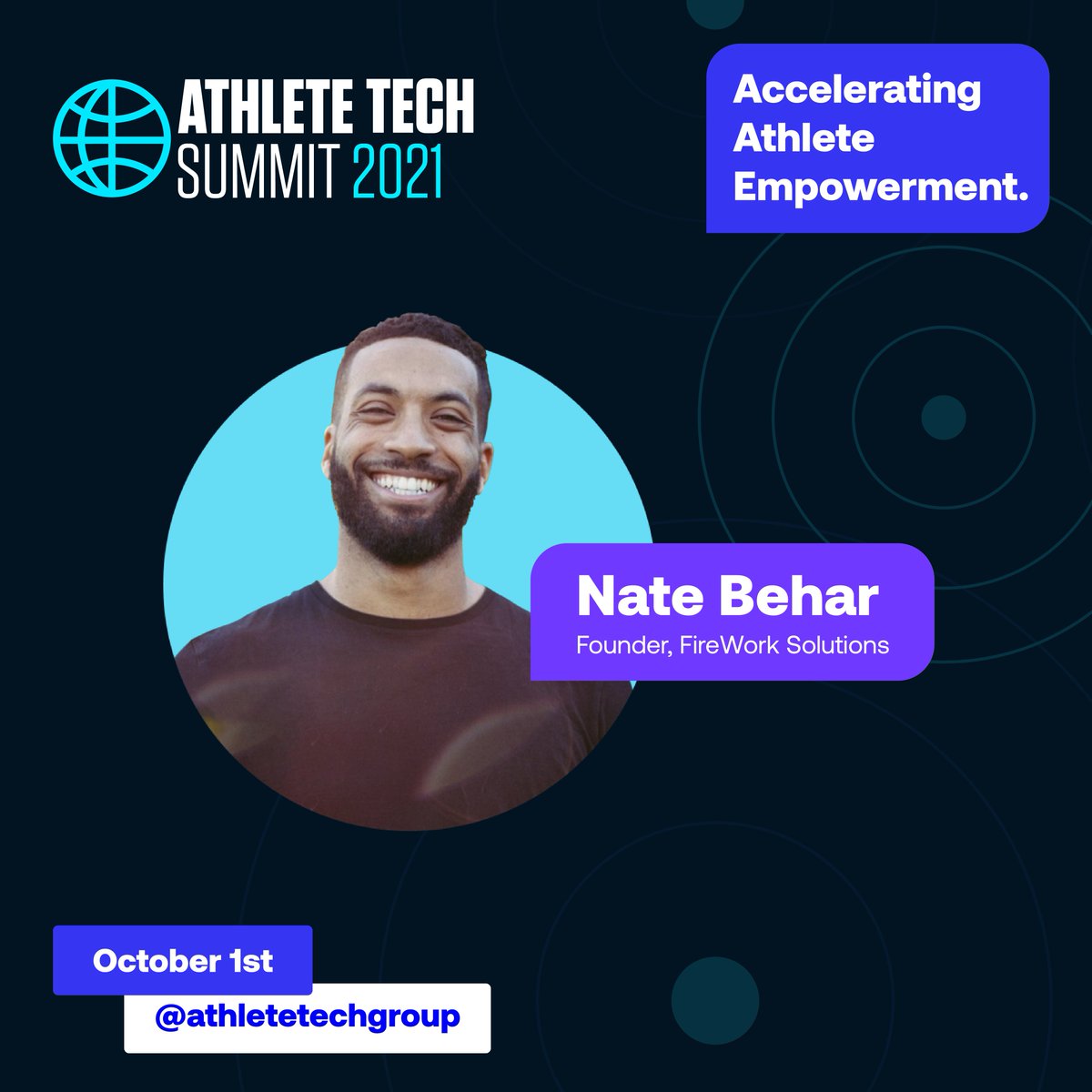 Meet <a href="/natebehar11/">Nathaniel Behar</a>! Behar is the Founder and CEO at FireWorks Solutions, an influencer marketing platform. As an athlete, he was a first-round draft selection of the Edmonton Football Team in the <a href="/CFL/">CFL</a>. Join Nate and us at #ATS21 on Oct 1st. Sign up free now bit.ly/RegisterHere-A…
