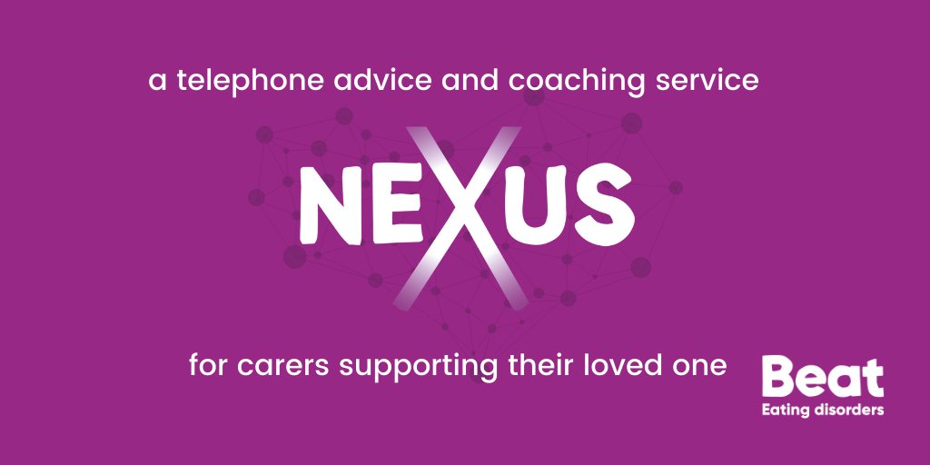 If you're supporting someone affected by an eating disorder, you can get free coaching and advice through Beat's Nexus service. 
Find out more here: beateatingdisorders.org.uk/get-informatio…