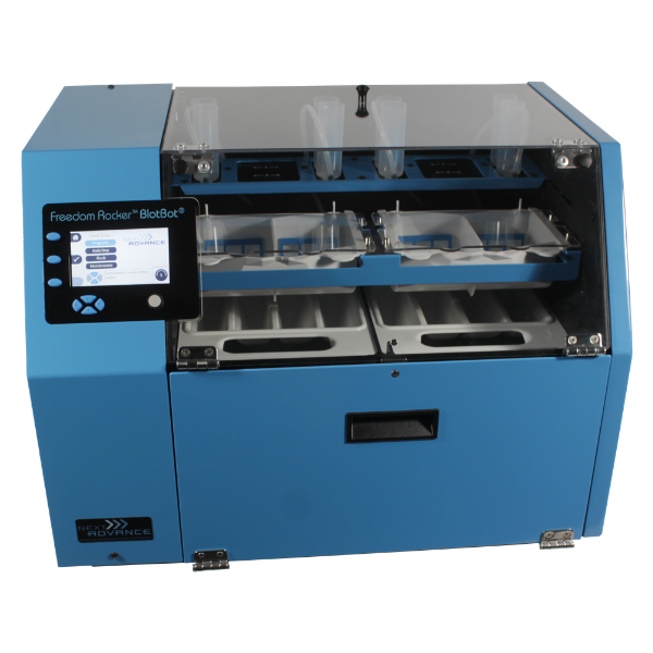Now you can process up to 8 strips at a time and use two buffers (e.g. TBS with tween and TBS without tween). Introducing the just released BlotBot® 248, the next generation Freedom Rocker™ automated western blot processor. Give it a try! bit.ly/2Yz32TP #blotprocessor
