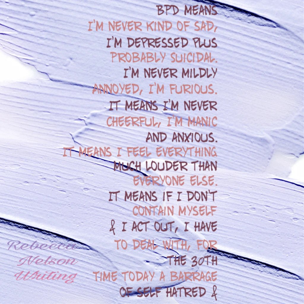 RebeccasJournal's tweet photo. ๐
ฆ๐
๐
๐
ฃ
#borderlinepersonalitydisorder ๐ด๐๐๐๐. ๐ค๐ค #bpd #bpdwarrior #borderlinediaries #bordelinegirl #cptsd #cpstdawareness #depression #depressionawareness #ocd #add #anxiey #panic #mentalhealthadvocate #advocate #mentalhealthmatters #trauma #childhoodtrauma https://t.co/l99UgQNRvN