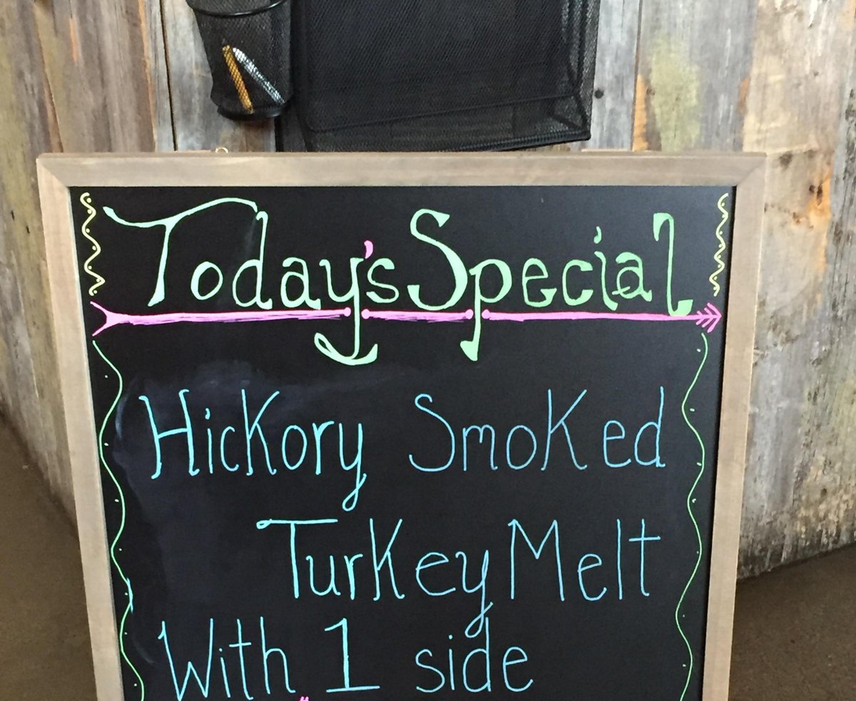 Our Wednesday special is the hickory smoked turkey melt! Come in and try it with your choice of side. 🙂