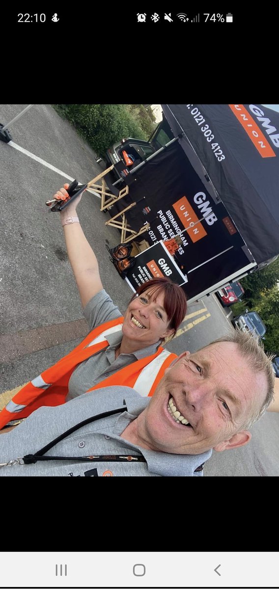 GMB Birmingham public service branch gazebo got its very first outing this evening! Covid might stop up from gaining entry to members workplaces, but we can ballot you on the carpark! Lookout for us all over the city in throughout September #HaveYourSayonpay