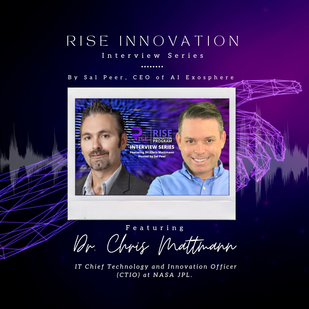 🚀 It's not rocket science, or is it?

Exciting interview with @chrismattmann for RISE Innovation series premiering on AI Exosphere's new YouTube channel Sept. 20, 2021

Get reminders:

youtube.com/channel/UC332t…

#innovation #nasa #ai #startup #riseinnovation #interview #vc