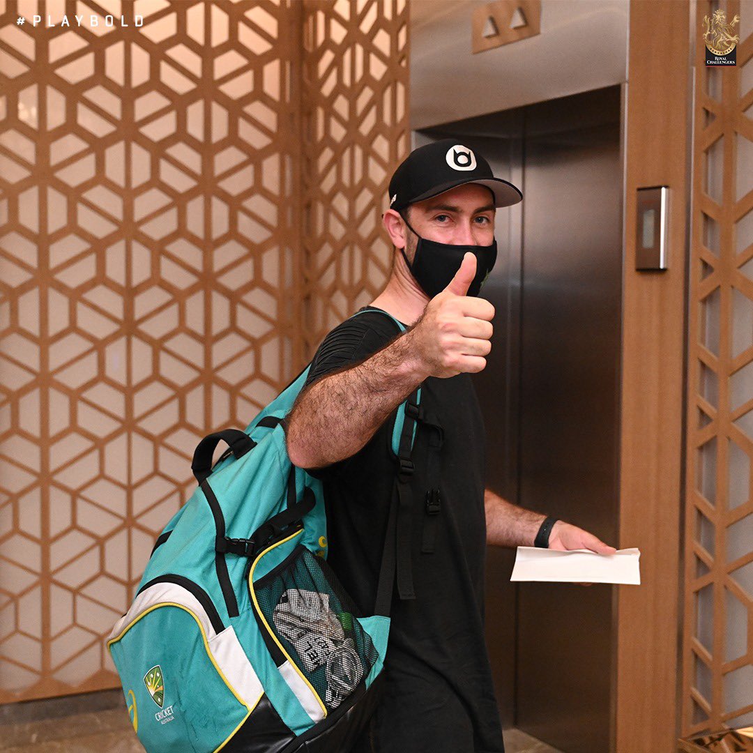RCBTweets's tweet photo. Glenn Maxwell has joined us in the UAE and he can’t wait to start the party in the Red and Gold again! 🤩🙌🏻

#PlayBold #WeAreChallengers #IPL2021 #MaxiHasArrived https://t.co/U13mcDtS4T