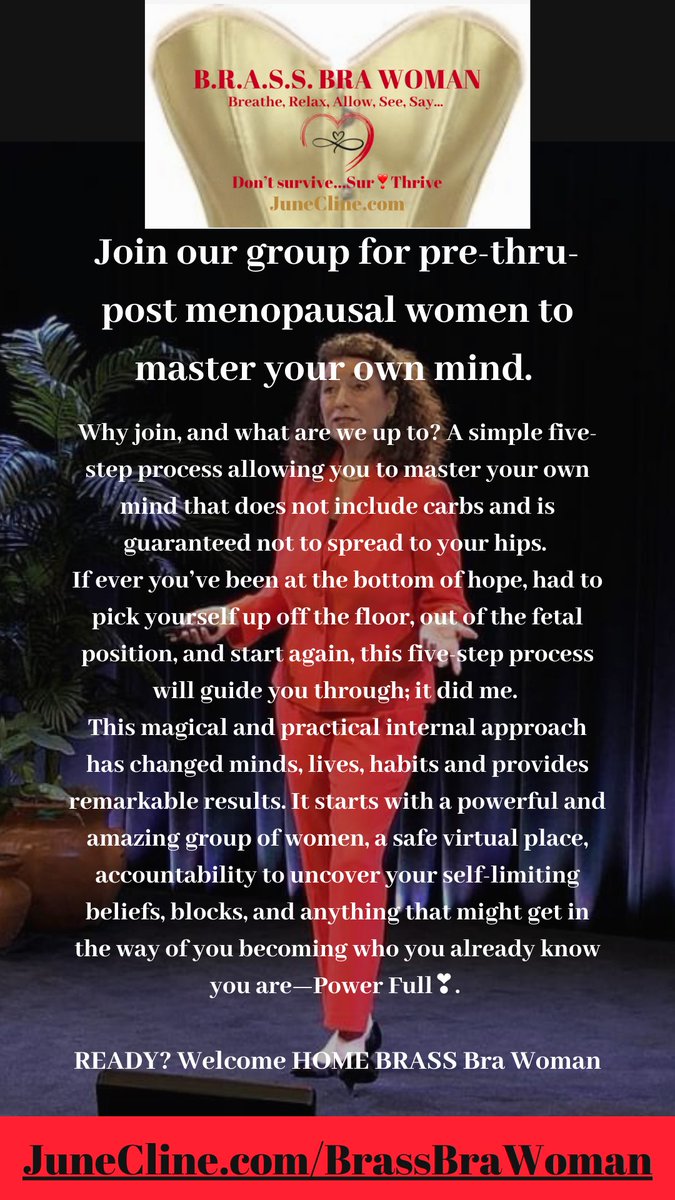 B.R.A.S.S. Bra Woman - Don’t just survive—choose to THRIVE.

The program is for Pre- thru post-menopausal women. #JuneCline #speaker #entertainment #comedy #corporate #confidence #humorist #humor #YesAllWomen #womenempowerment #womensupportingwomen