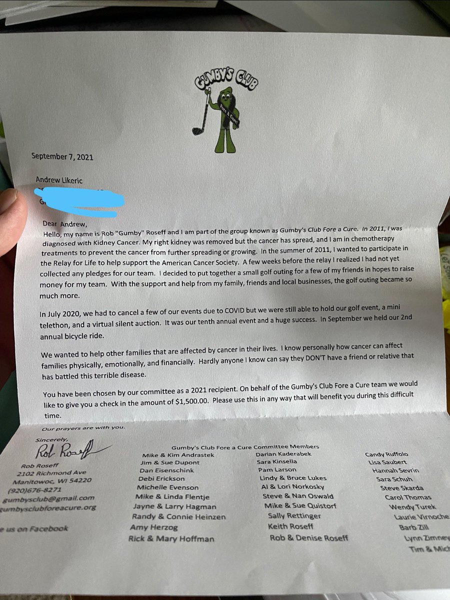 Respectfx's tweet image. Just got this in the mail. Got a $1500 check from this amazing organization. Beyond grateful