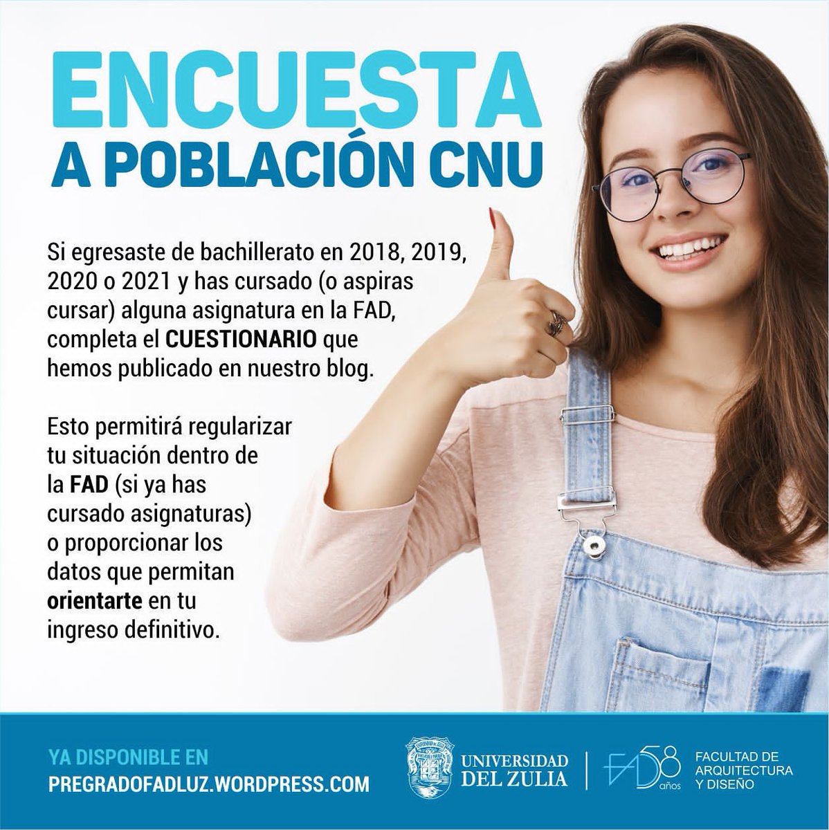 Si egresaste de bachillerato en 2018, 2019, 2020 o 2021 y has cursado (o aspiras cursar)  asignaturas en la <a href="/FadLUZ/">FadLUZ</a> , completa el CUESTIONARIO que hemos publicado en nuestro blog pregradofadluz.wordpress.com. 
Más información en 
instagram.com/p/CTlAJ7HFpwh/…