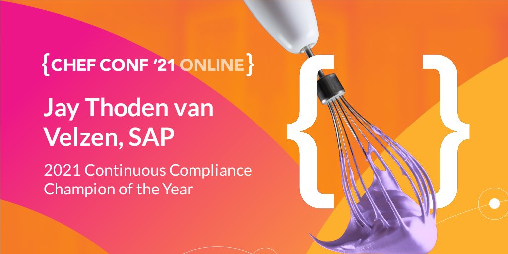 maryclarelasher's tweet photo. Huge congrats to the @SAP Multi-Cloud team and @JayThvV for winning 2021 Continuous Compliance Champion of the Year at #ChefConf this week https://t.co/dctdVnlKm0