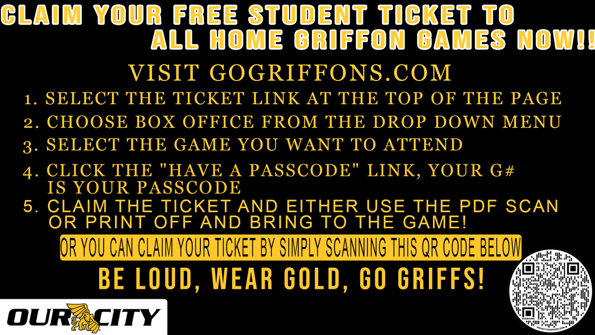 Griffon students, are you ready for game day!!  Make sure you claim your free ticket for tomorrow nights  <a href="/MWSU_Football/">Missouri Western Football</a> home opener at 7 PM! #OurCity