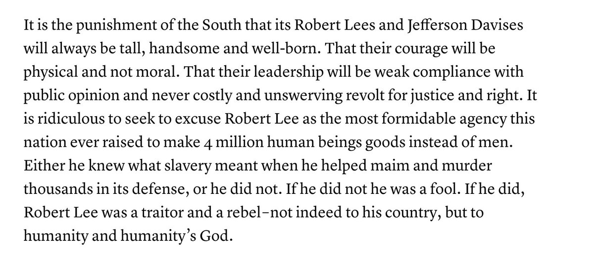 Apropos of nothing, a very short but pointed essay on Robert E. Lee by W.E.B. Du Bois inthesetimes.com/article/Robert…