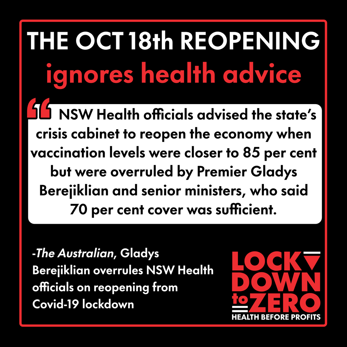 lockdowntozero's tweet photo. Oppose Berejiklian's "Freedom Day" #Lockdowntozero #NSWHealth #NSWCovid #NSWLockdown https://t.co/6uPiJFuyfu