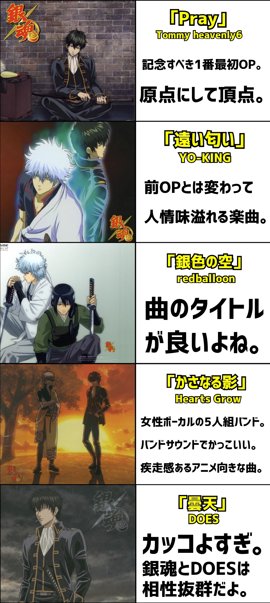 餓鬼iちょ アニメ 銀魂 のオープニングってマジで全曲カッコいいから焦る T Co Lj2nkufaj6 Twitter