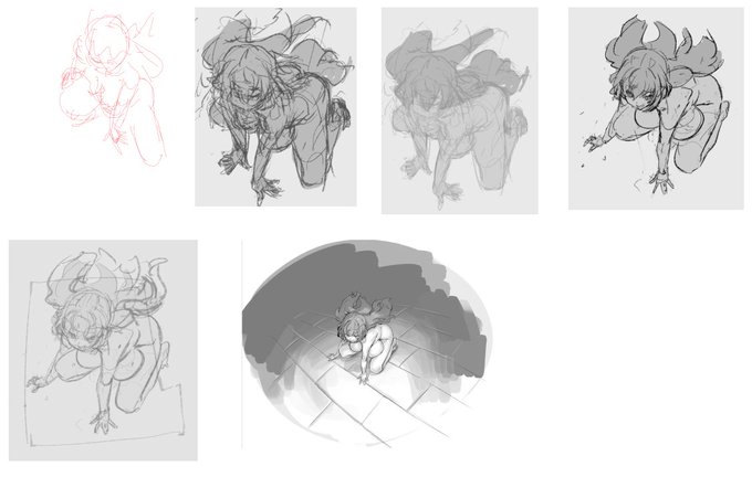 チラ裏追加
・ラフやアタリを描くときはザラザラか色の薄いブラシで

濃度や密度の高い線は頭の中で「清書」スイッチが入るのか試しの線を描くのにためらいがち
白背景もだけど目に入る色や線の密度・太さ・濃度はわりとイメージだけでなく実際の行動にも影響してくる 