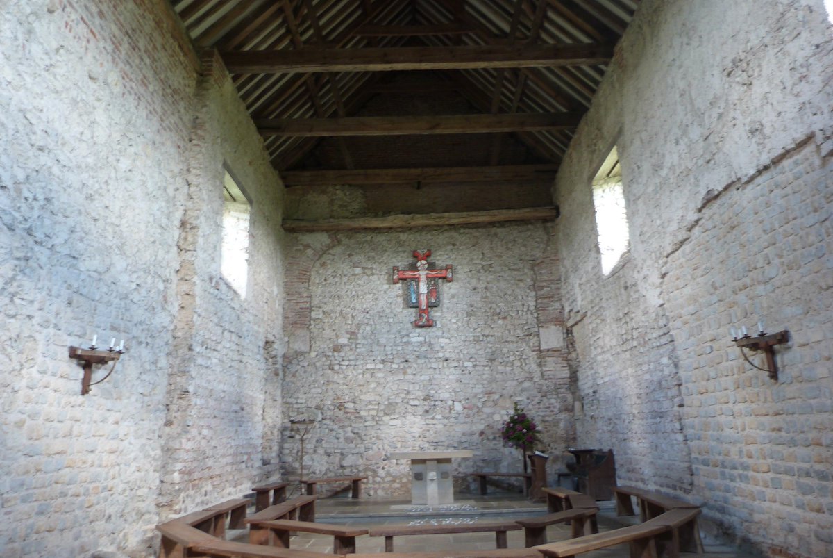 oldest standing church in Britain lieu of Reculver's demolition, as mentioned above: St Peter-on-the-Wall, Bradwell-on-Sea, in late 3rdc fort of Othona. colonised by St Cedd from Northumbria, also had a triple arch. lapsed into a chapel, then barn, then was realised what it was