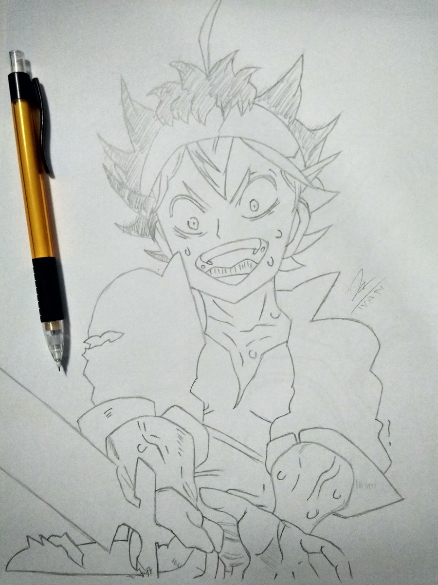 How to draw Asta from Black Clover anime  Sketchok easy drawing guides  Black  clover anime Guided drawing Easy drawings