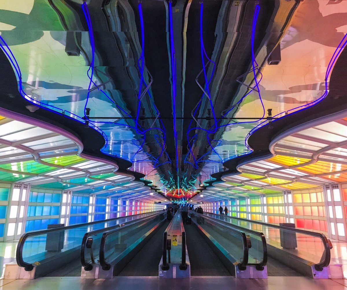 This is the polychrome tunnel-of-dreams in Jahn’s United Airlines Terminal, O'Hare, Chicago, 1985-88