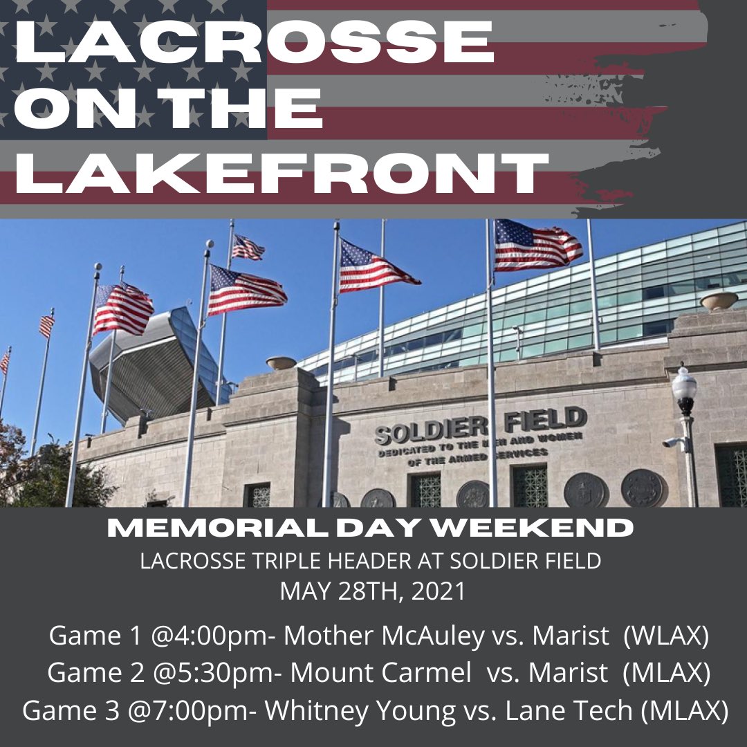 MaristBoysLAX's tweet image. Come check out all these great lacrosse programs May 28th as they get together to compete on the lacrosse field @SoldierField. @MaristBoysLAX @MaristGLAX  @McAuleylax @LaneTechLax @WYDMAD @caravanlacrosse