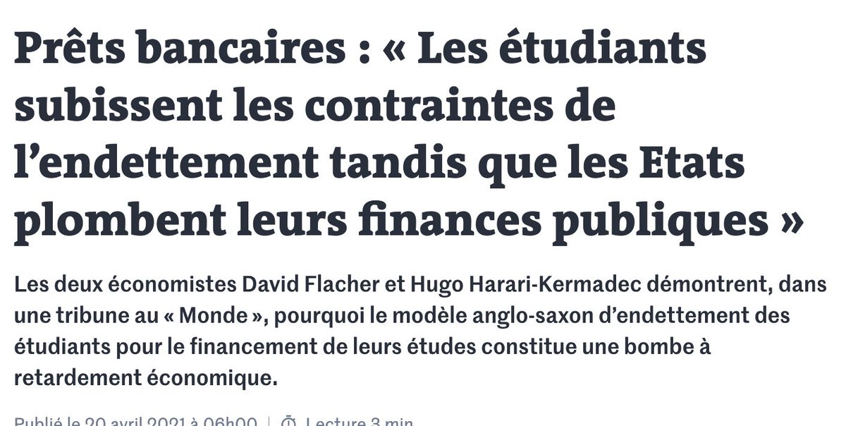 Le recours à l’emprunt bancaire pour étudier, a malheureusement déjà explosé ces dernières années. Et les conséquences du  #COVIDー19 vont accélérer cette tendance. Aujourd’hui, ce sont des prêts à la consommation que certains étudiants sont obligés de contracter pour … manger