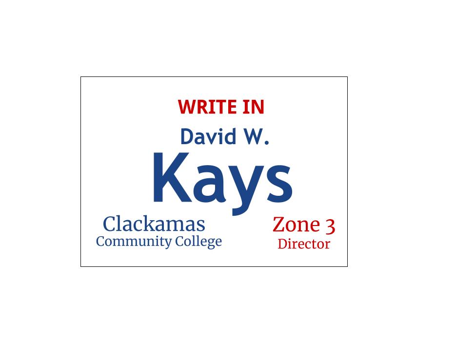 We need a new voice representing us on the Clackamas Community College Board in Zone 3 (Gladstone, unincorporated Milwaukie) as the incumbent and only name on the ballot is experiencing some complex legal issues. I am asking for your vote as a write-in candidate.