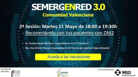 SEMERGEN_CV's tweet photo. 2🔜 Martes 11 Mayo, a las 18:00: 2ª Sesión #SEMERGENRED desde https://t.co/p1FTRXMElz
➡️ Reconectando con tus pacientes con DM2.
Dr. Vicente Gasull
Dra.  Elia Ortuño https://t.co/fdTUCMqAnh