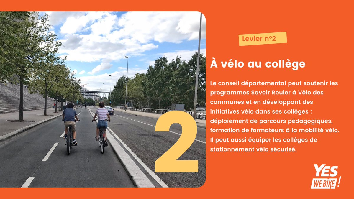 VeloIdF's tweet photo. #Levier2 : à vélo au collège

Mettre les jeunes en selle ! 🧒🚲

Pour cela, il faudra :

✅ développer le savoir rouler à vélo
✅ équiper les collèges en accès et stationnement sécurisés

#AveloAlecole https://t.co/l9DoozmCKa