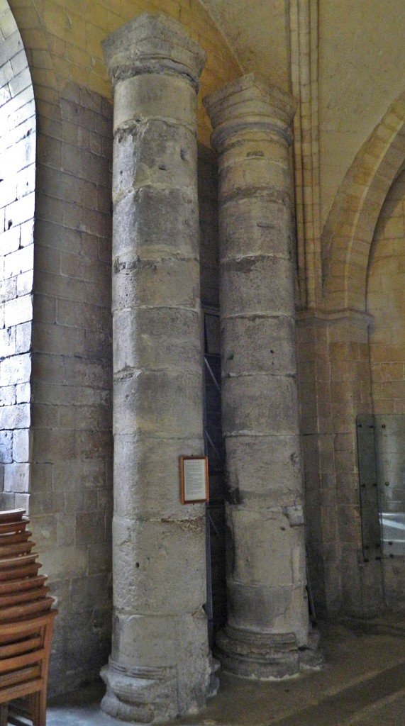 Drums and capitals of two of the columns, which may well date from the time of Augustine, were found in an orchard near Canterbury in 1852 along with bits near Herne Bay. they were exhibited in the precincts until being moved into the cathedral crypt in 1932, where they are today