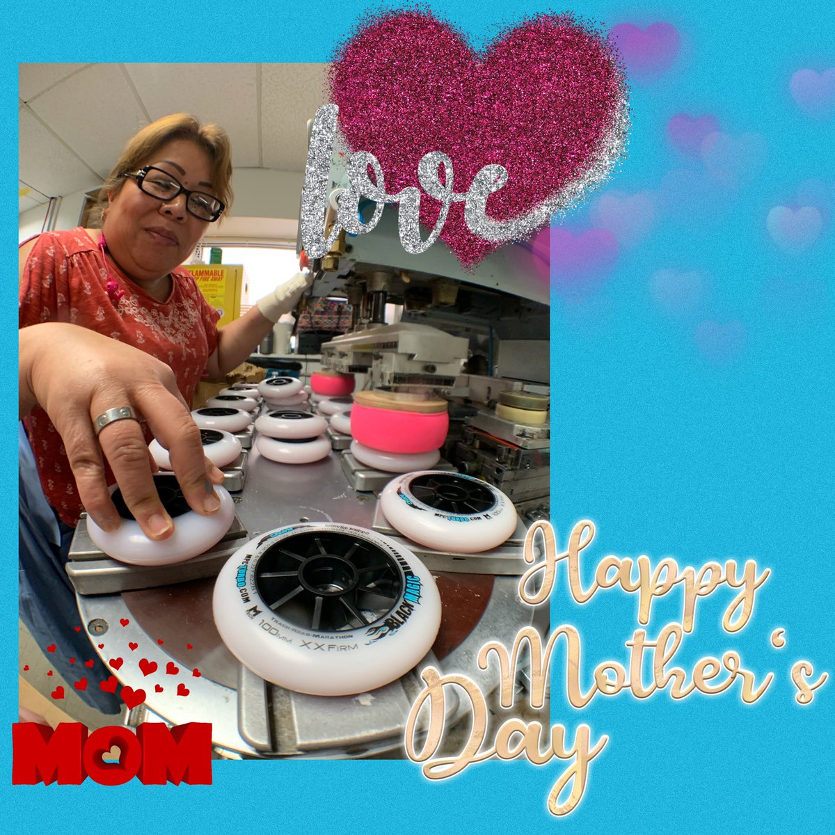 MPCWheels's tweet photo. Celebrating moms who skate and support their kids’ skate dreams. And also the ones that work in our factory, making the fastest wheels in the world with their two hands. They work every day to support their families and provide for their kids. Mother’s day is every day. https://t.co/I8ebKVfci3