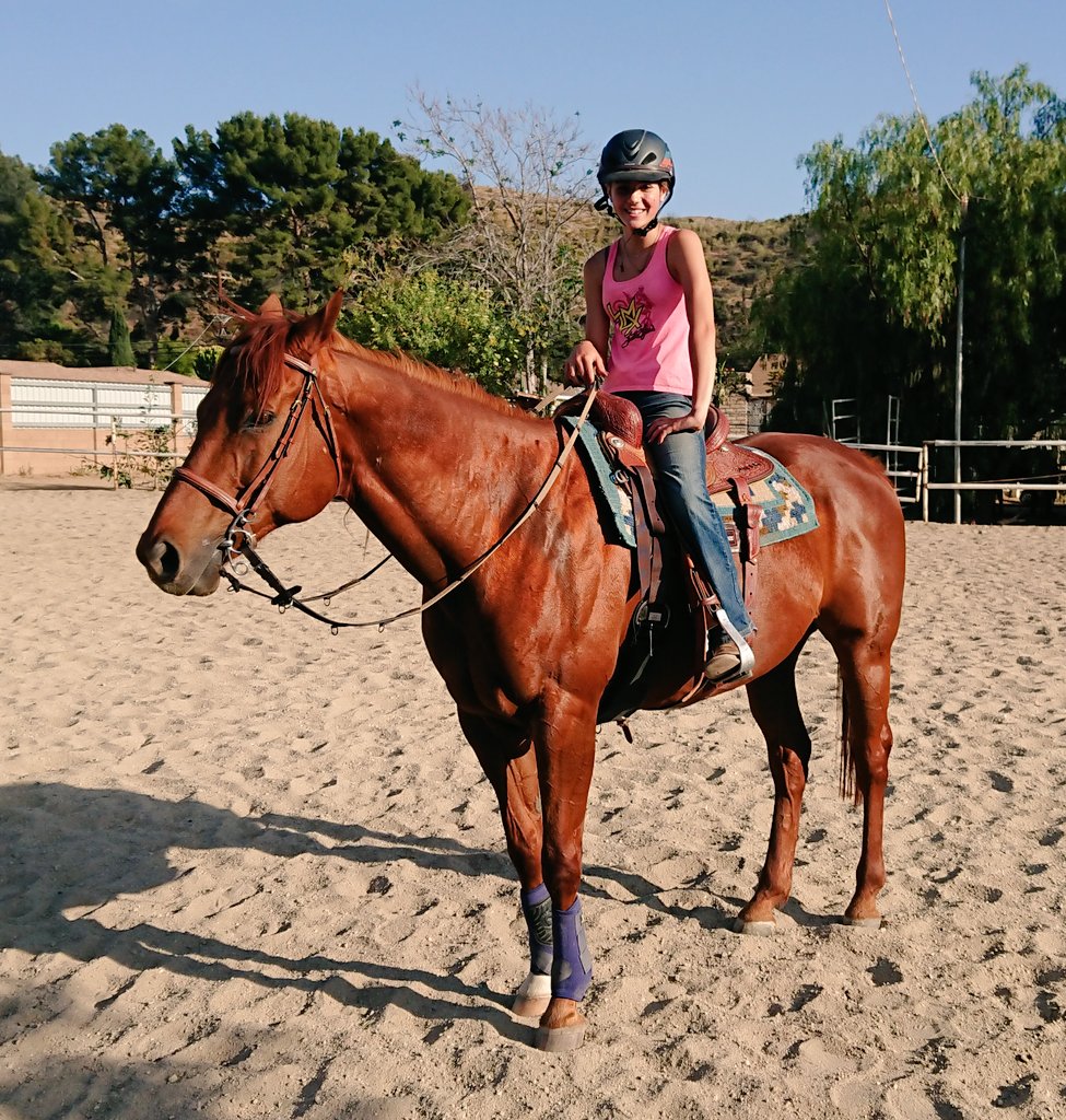 Here's retired racer Mojave Moon (Jockey Club name Rogue Status) with a 13-year old girl. He was going to go to brutal match races in the CA desert until he broke down. We got him for $750 & spent 3 YEARS teaching him to trust again. Now he is just the sweetest.
