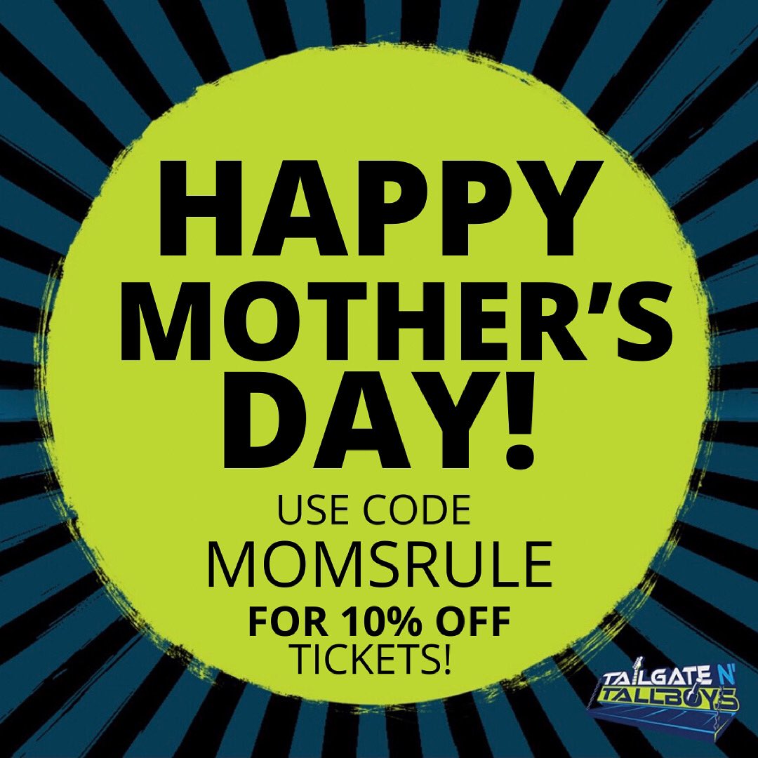 Tailgate N' Tallboys (@tailgatetallboy) on Twitter photo ๐๐ค๐ฉ๐๐๐งโ๐จ ๐ฟ๐๐ฎ ๐๐๐๐๐ง!
Happy Motherโs Day to all of you amazing moms out there. In honor of Motherโs Day, we are offering 10% off your ticket order to Tailgate Nโ Tallboys Peoria (June 3-5) when you use the code โMOMSRULEโ
๐VALID THROUGH 5/13/2021๐ ๐๐ค๐ฉ๐๐๐งโ๐จ ๐ฟ๐๐ฎ ๐๐๐๐๐ง!
Happy Motherโs Day to all of you amazing moms out there. In honor of Motherโs Day, we are offering 10% off your ticket order to Tailgate Nโ Tallboys Peoria (June 3-5) when you use the code โMOMSRULEโ
๐VALID THROUGH 5/13/2021๐