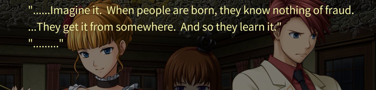 more of Yasu calling out Kumasawa and Genji...also Kumasawa directly taught her how to use fiction to hide from reality, too.Kumasawa never surviving to the end is probably born from that, how it was Kumasawa that helped create the 'witch' and thus she has to bear that sin...